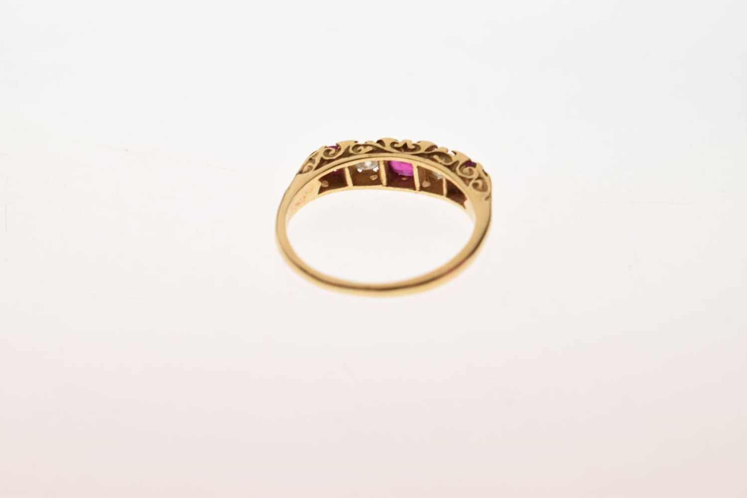 18ct gold ruby and diamond five-stone ring - Image 3 of 6