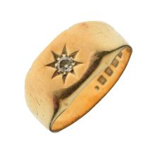 18ct gold gypsy set diamond signet ring