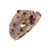 9ct gold, ruby and diamond 'Panther' ring