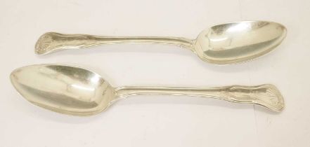 Pair of George III Kings pattern with Union Shell silver tablespoons