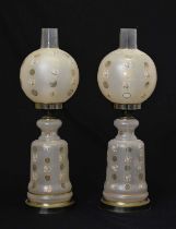Pair of overlay-style glass lamps