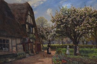 Leonard John Graham-Clarke (1841-1920) - Oil on canvas - Country garden scene