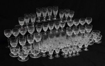 Near complete eight person suite of Waterford Crystal 'Coleen' pattern glasses