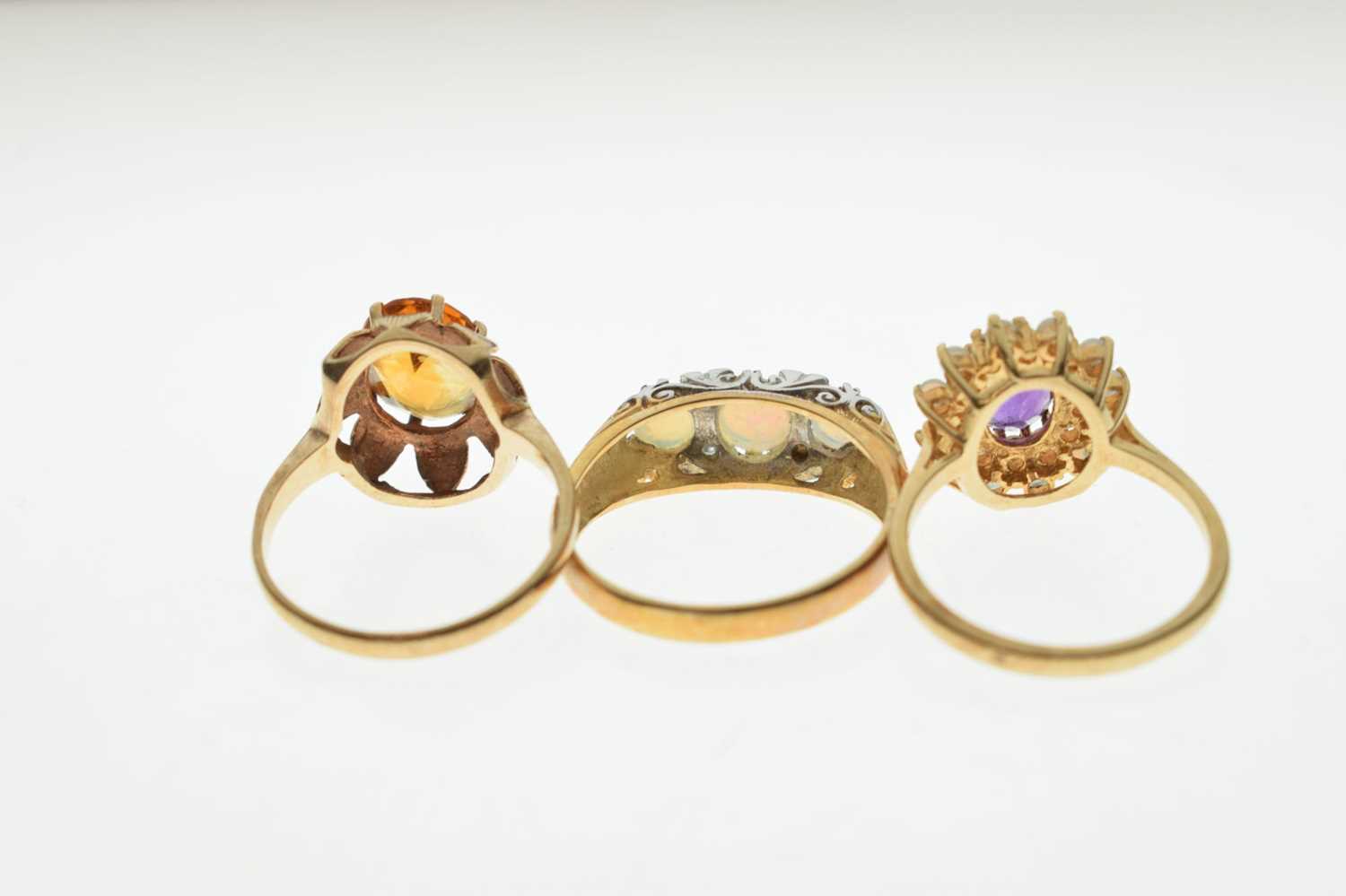 Three 9ct gold gem-set dress rings - Image 3 of 6