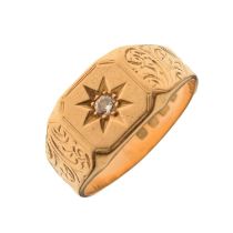 18ct gold gypsy set diamond signet ring