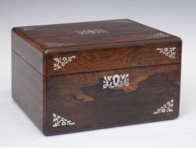 Victorian rosewood and mother-of-pearl inlay vanity box