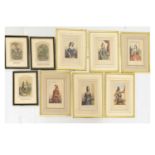 Six framed coloured engravings of European royalty