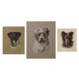 Two dog paintings and a print after Amy Scott