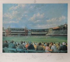Alan Fearnley - Signed limited edition print - 'Lords Cricket ground', 575/850
