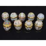 Group of Halcyon Days enamel Easter eggs