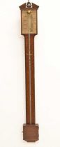 Early 19th century inlaid mahogany stick barometer