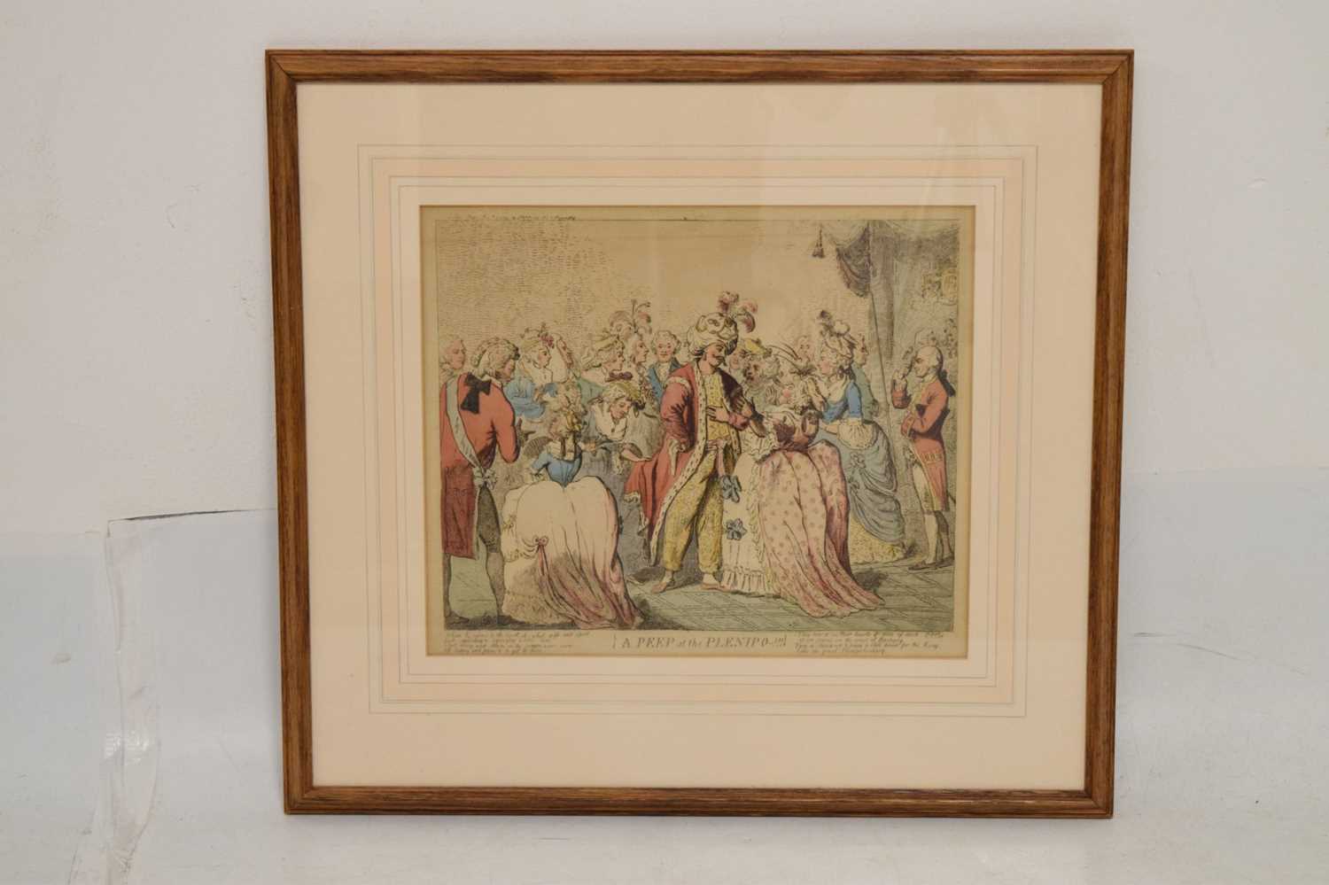 Late 18th century coloured print - 'A Peep at the Plenipo-!!!' - Image 6 of 8
