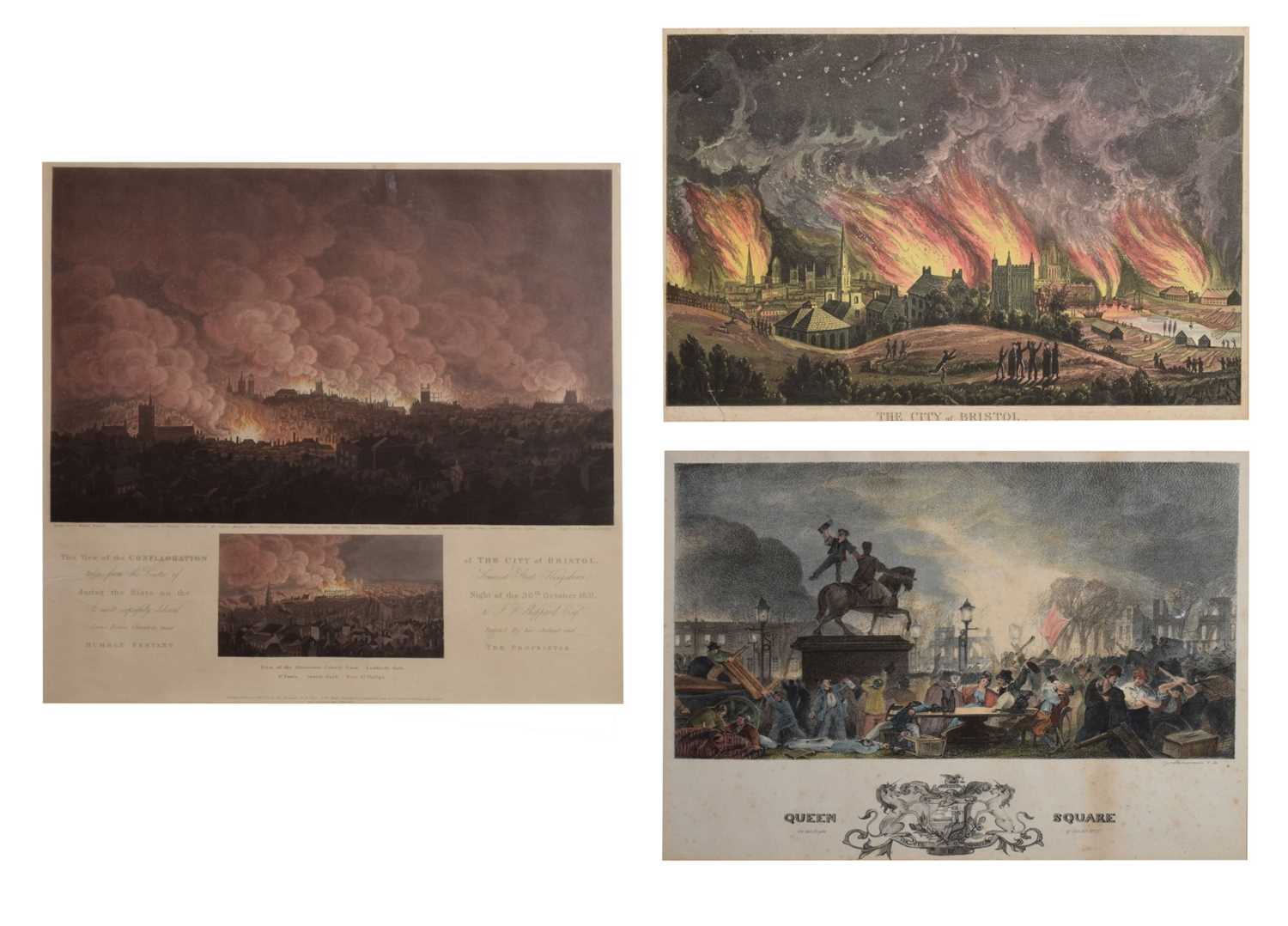 Bristol Riots interest - Three 19th century coloured engravings