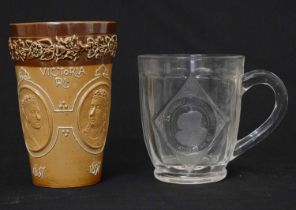 Royal Doulton Queen Victoria commemorative beaker, etc
