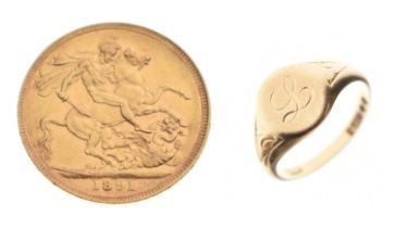 Queen Victoria gold sovereign 1891