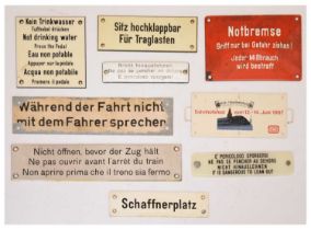 Quantity of German enamel and plastic railway information signs