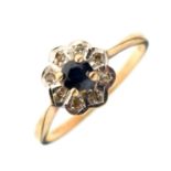 9ct gold sapphire and diamond cluster ring