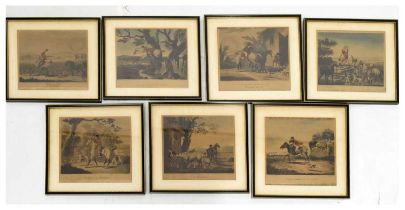 After Charles Loraine Smith (1751-1835) - Set of seven hunting hand coloured aquatints