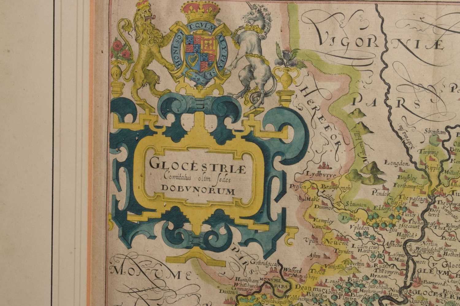 Two 17th century hand-coloured maps of Gloucestershire & Warwickshire - Image 7 of 12