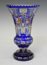 Bohemian blue-flash overlay vase