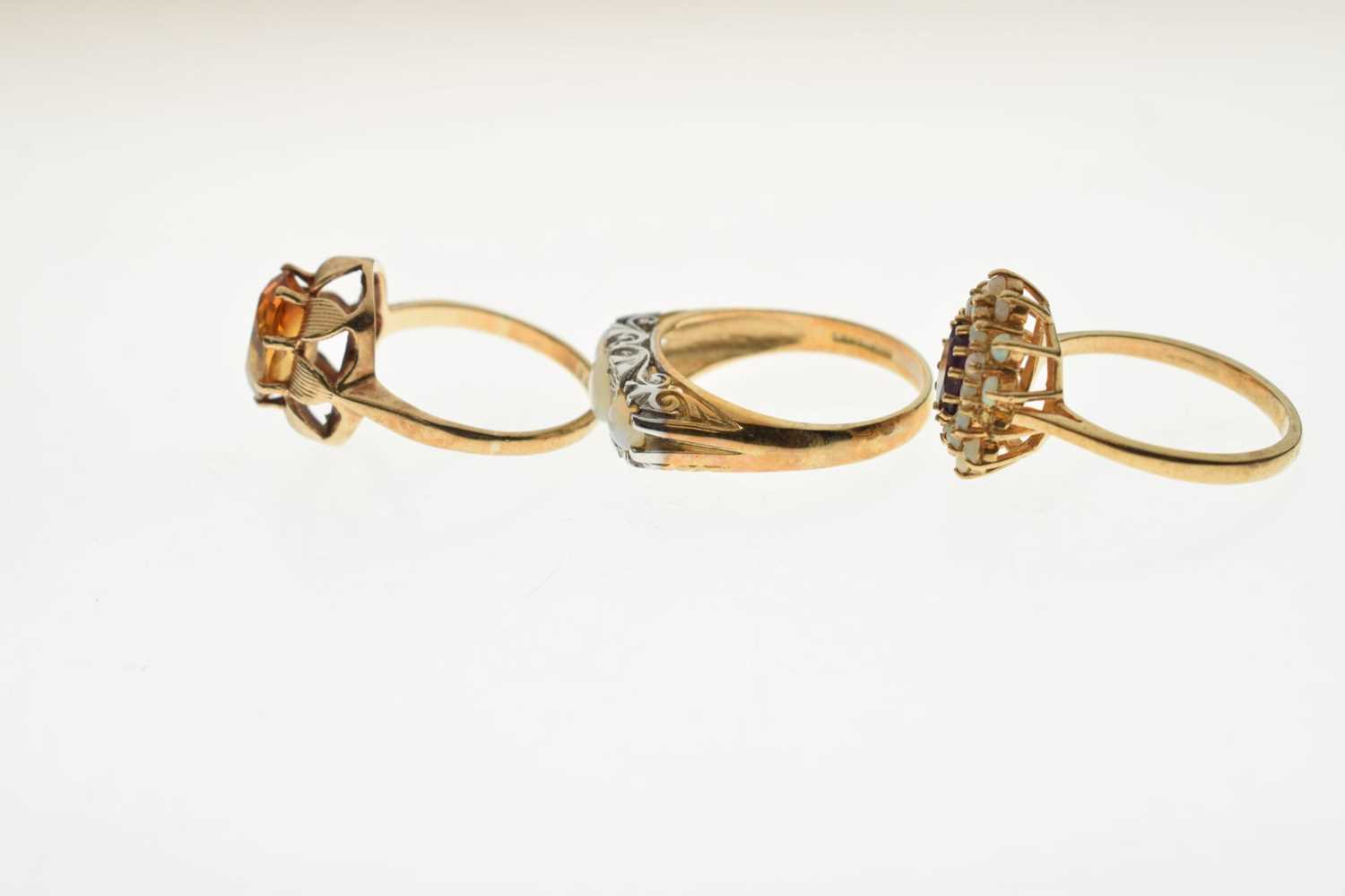 Three 9ct gold gem-set dress rings - Image 2 of 6
