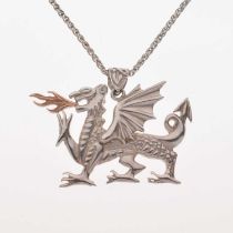 Cymru Gold- Silver and rose gold Welsh dragon pendant