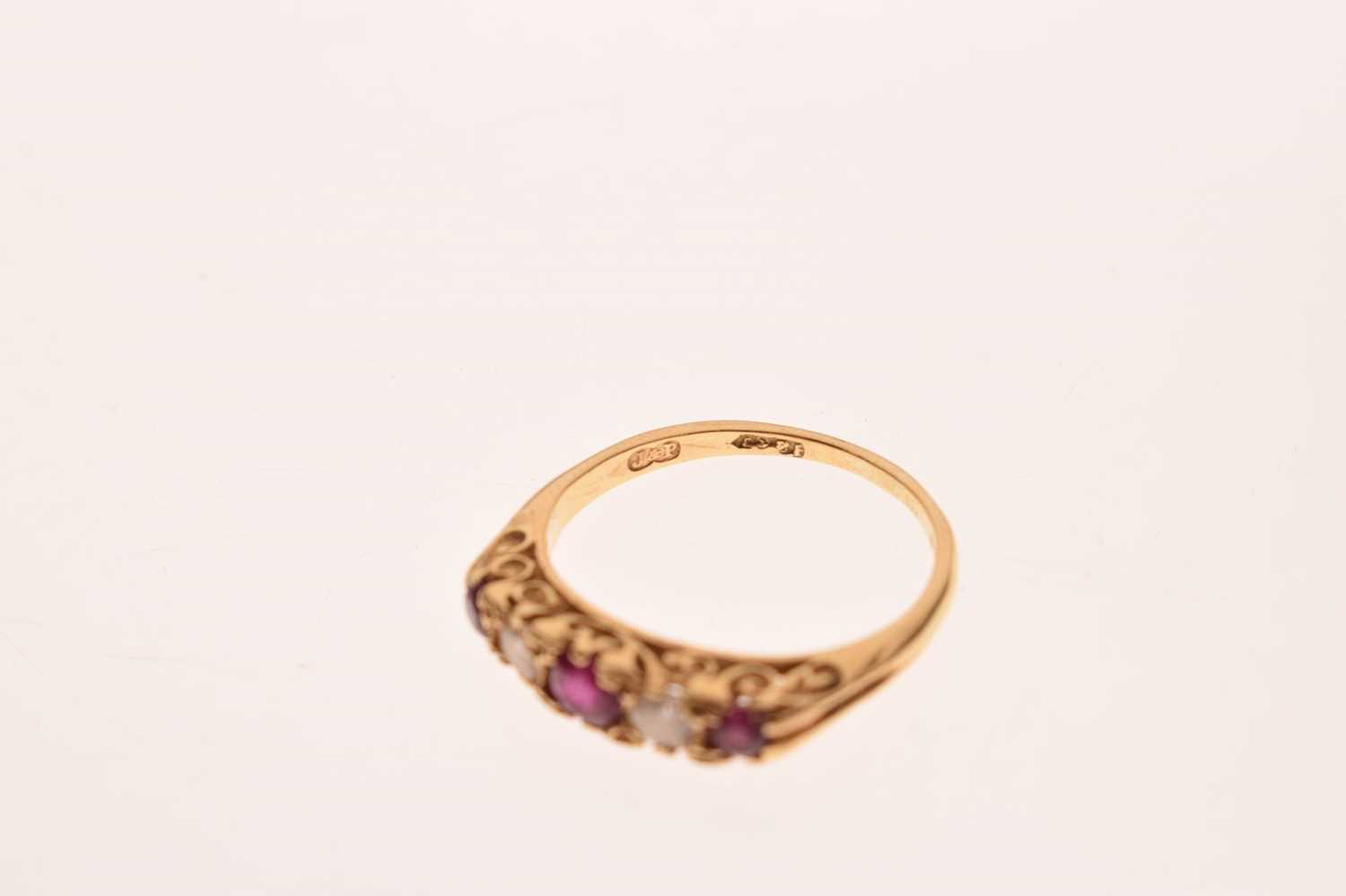 18ct gold ruby and diamond five-stone ring - Image 6 of 6