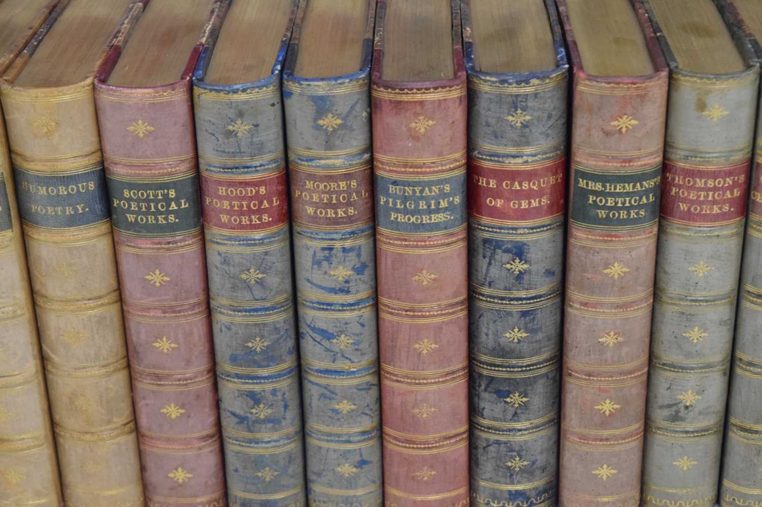 Collection of twenty-six leather-bound nineteenth century poetry books - Image 5 of 16