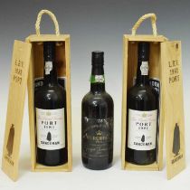 Two bottles Sandeman LBV Port, and a bottle of Churchill's Finest Vintage Character Port