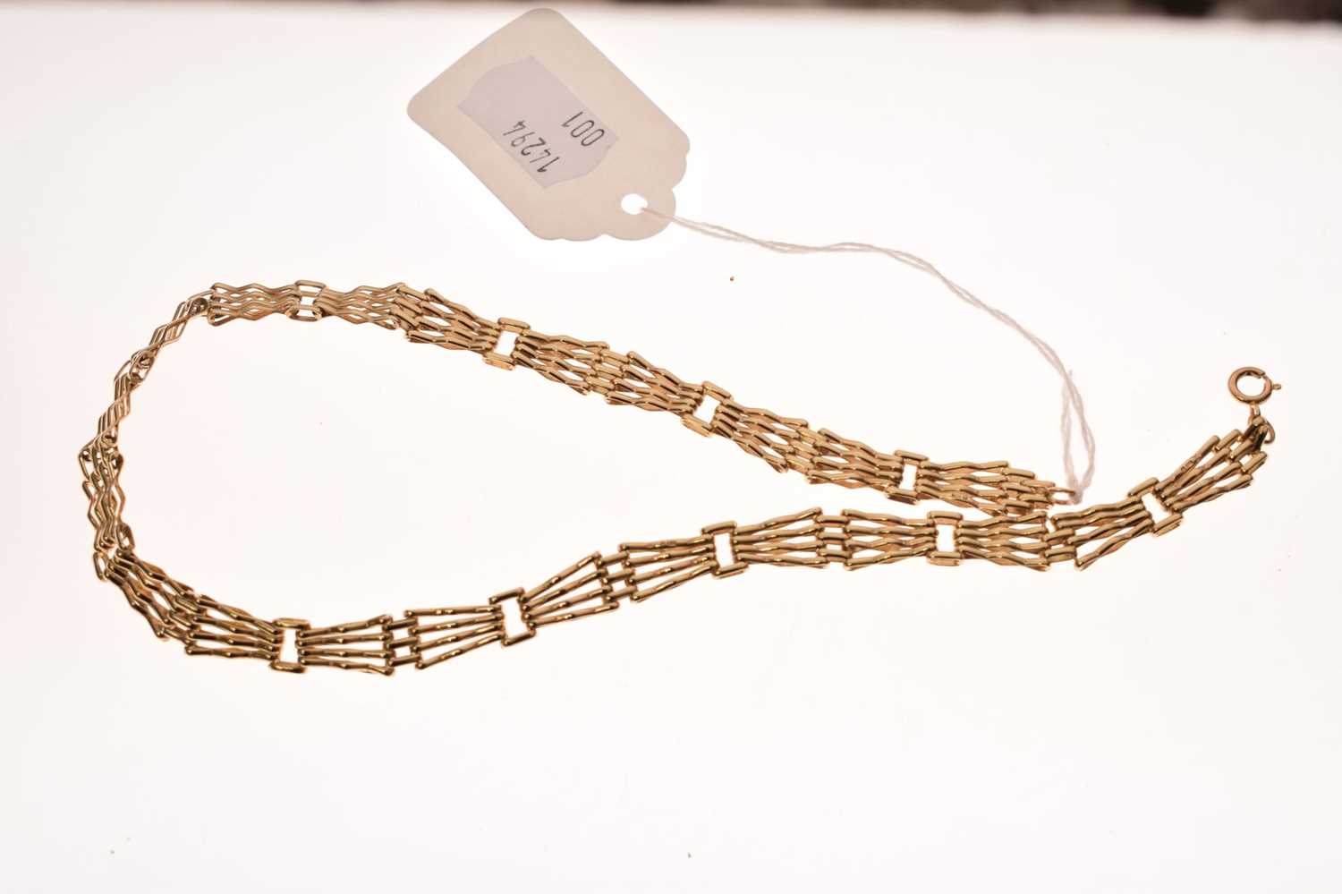 9ct gold gate link collarette necklace - Image 2 of 8