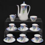 Shelley blue and pink daisy pattern (12216) six person coffee set