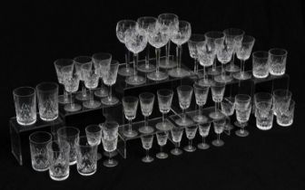 Suite of 'Lismore' pattern Waterford cut crystal glass for six place settings