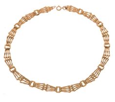 9ct gold gate link collarette necklace