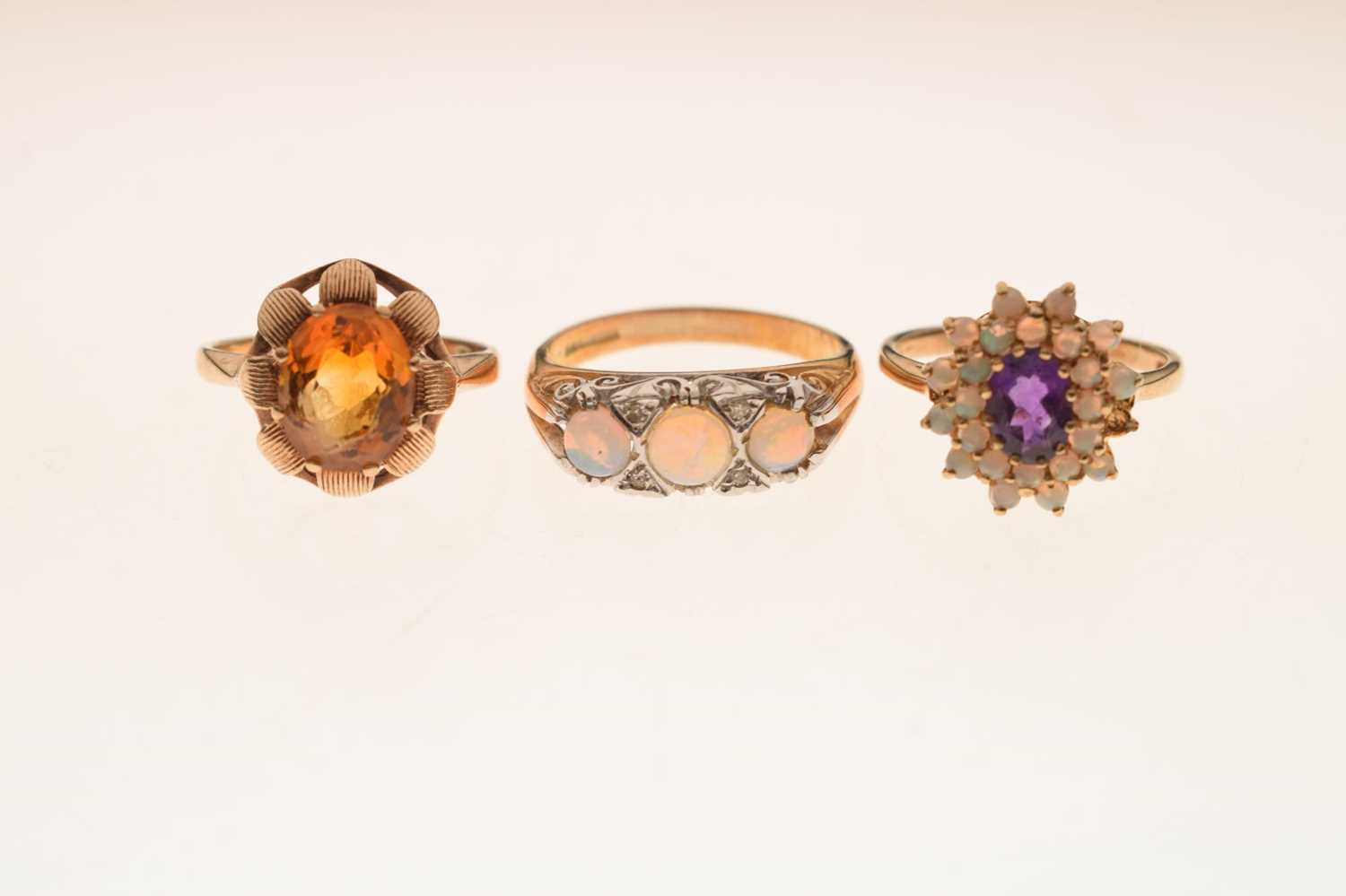 Three 9ct gold gem-set dress rings - Image 6 of 6