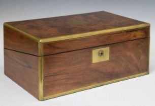 Victorian brass bound walnut writing box