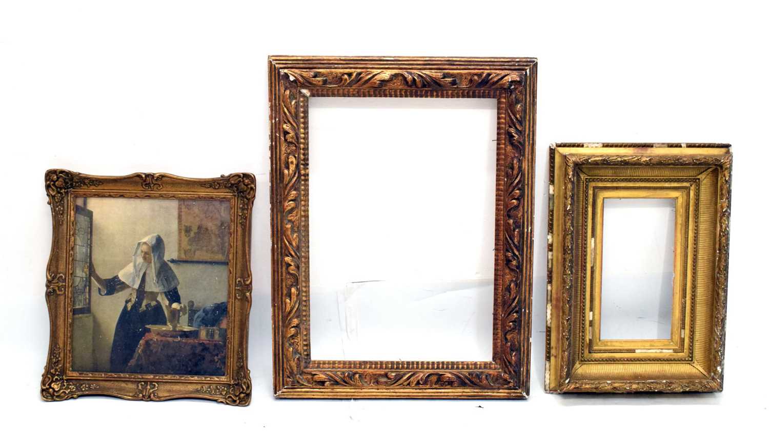 Three gilt gesso picture frames