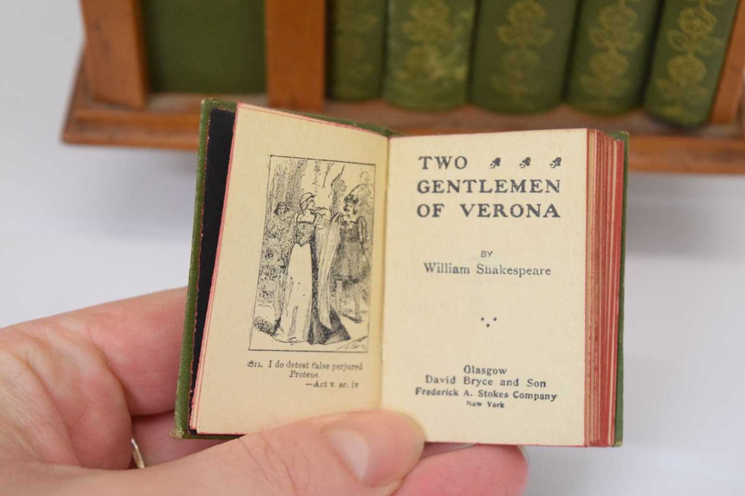 Miniature Shakespeare set in miniature carousel bookcase 1904 - Image 7 of 8