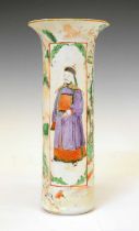 Chinese Canton Famille Verte porcelain sleeve vase