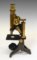 Brass monocular microscope, Baker 224 High Holburn London