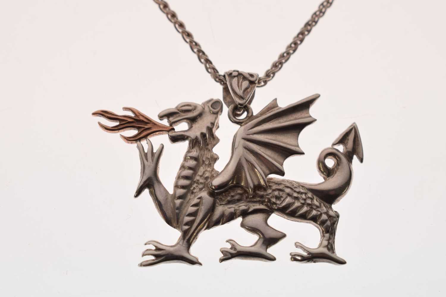 Cymru Gold- Silver and rose gold Welsh dragon pendant - Image 3 of 8