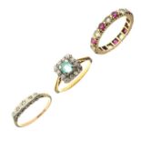 Three gem-set dress rings