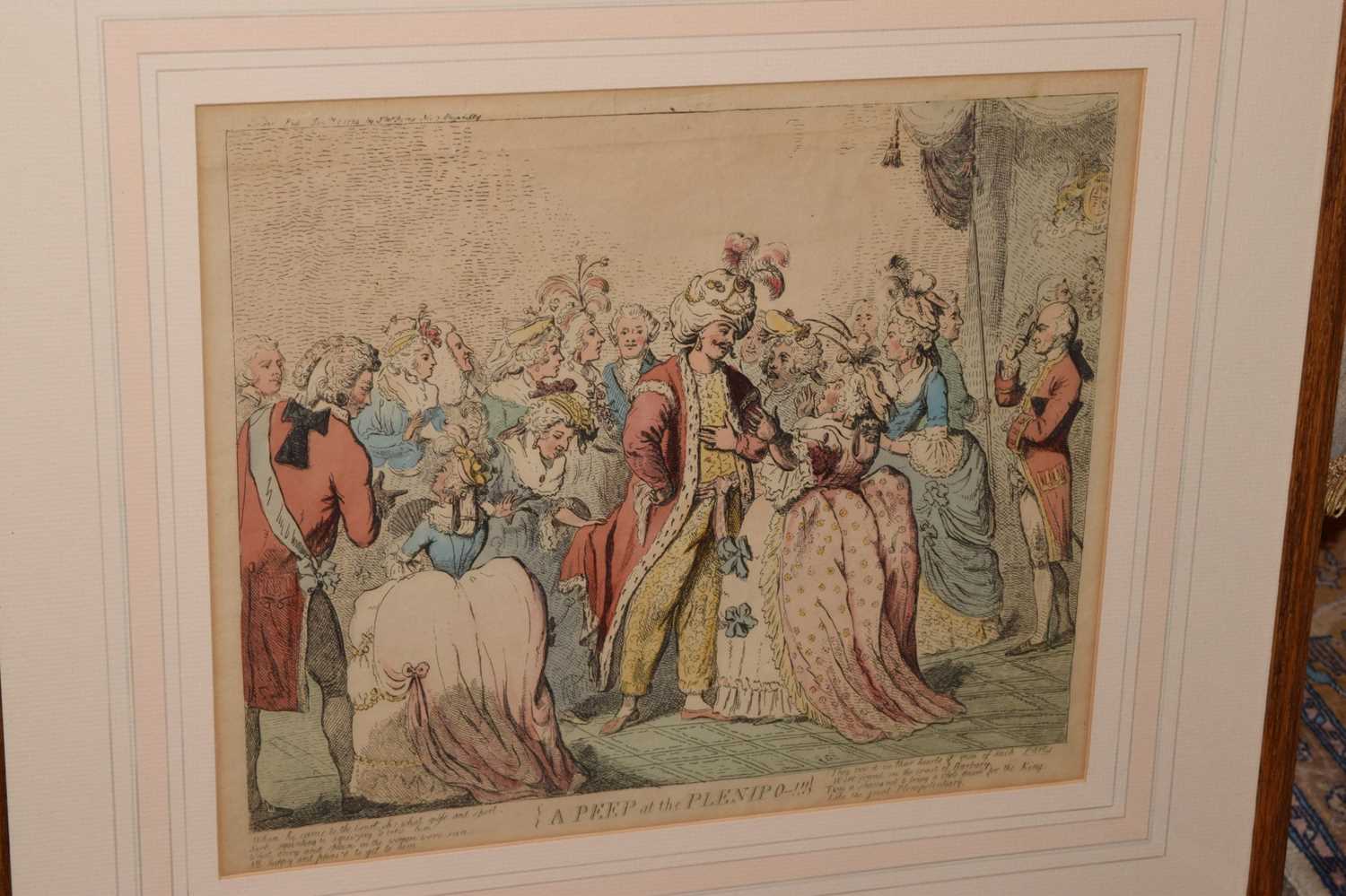 Late 18th century coloured print - 'A Peep at the Plenipo-!!!' - Image 8 of 8