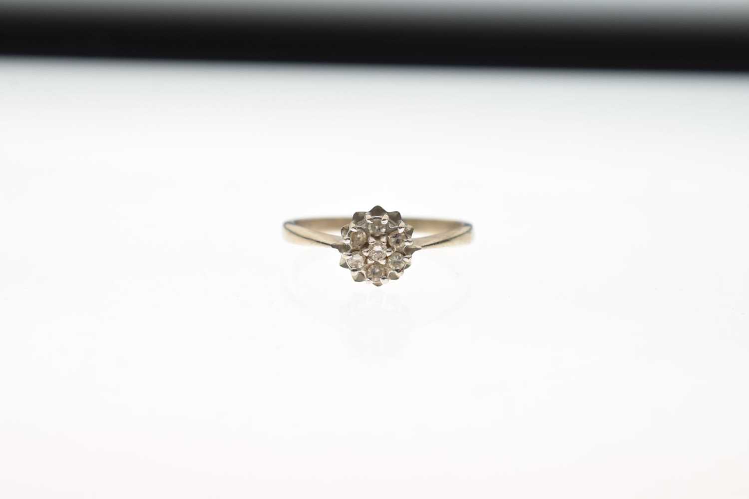 Diamond cluster ring, the white metal mount stamped '18ct' - Image 2 of 7