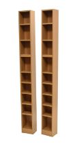 Pair of modern thin bookcases