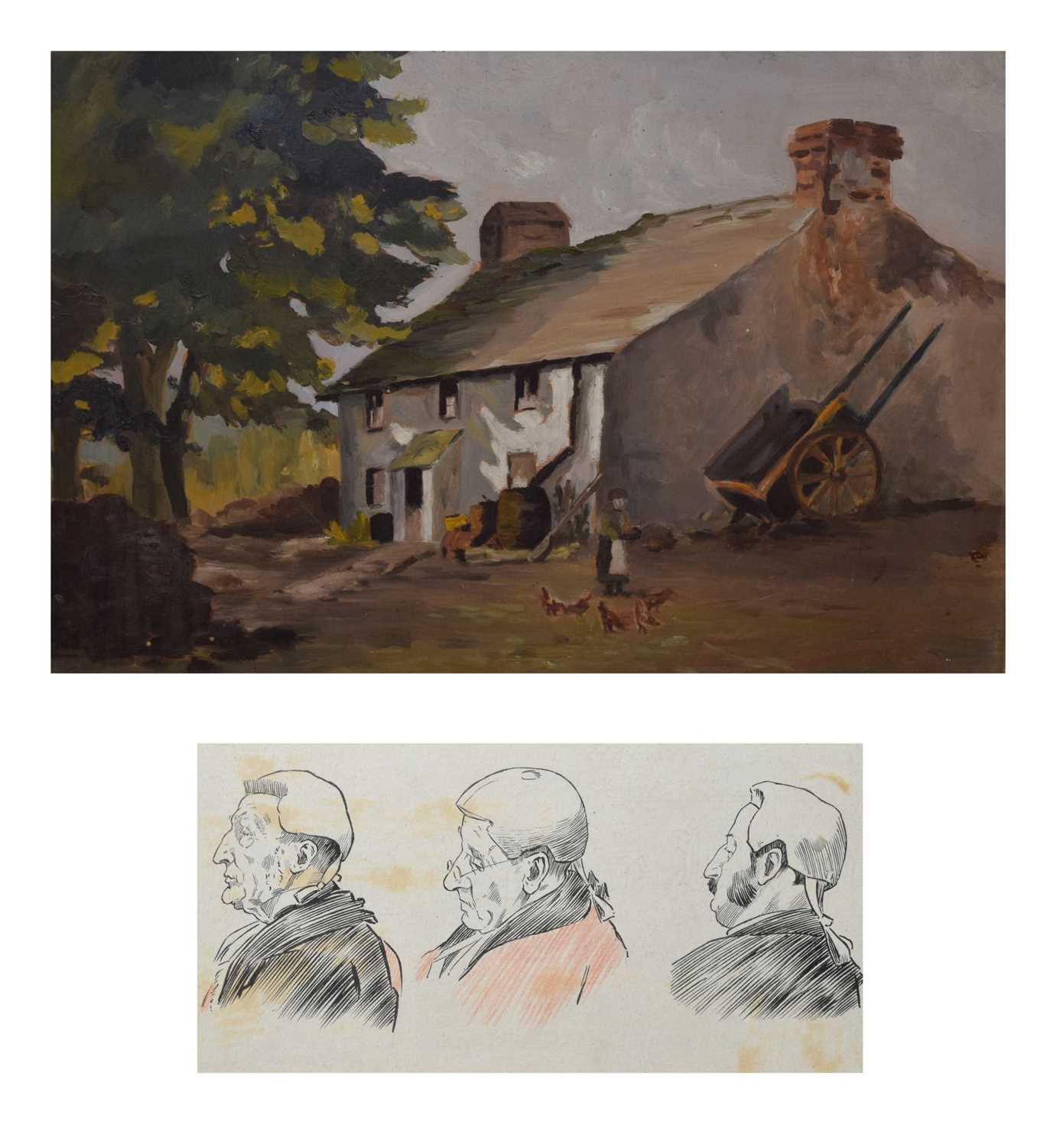 G Gathorne-Hardy - Oil on board - Irish Farm House, and a quantity of framed watercolour