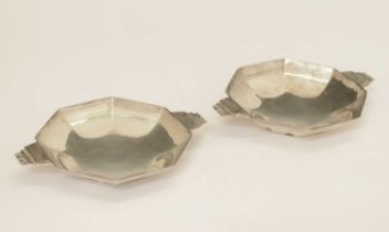 Pair of Edward VII silver pin dishes of octagonal form