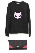 Karl Lagerfeld - Lady's black and pink crossbody bag and sweatshirt