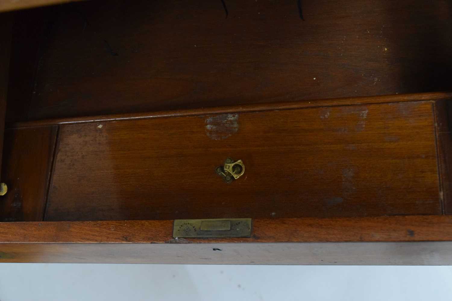 Late 19th century brass-bound teak campaign secretaire chest - Image 6 of 16