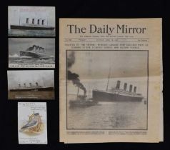 Titanic Interest - Group of postcards and Daily Mirror paper