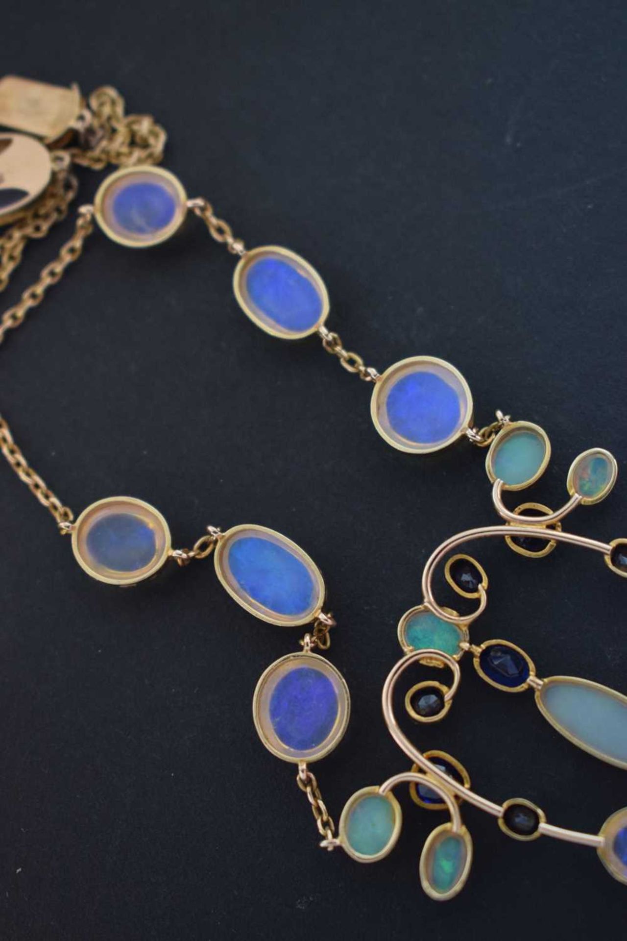 Opal and sapphire pendant necklace in the Arts and Crafts manner - Image 9 of 12